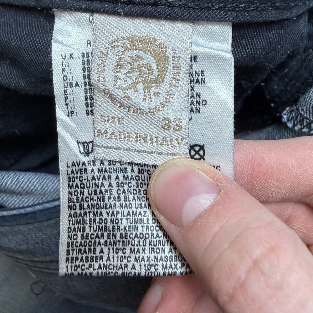 Diesel Timmen Jeans Men 33x30 Blue Straight Leg Stretch Studs Italy Design 008LK - Picture 12 of 16